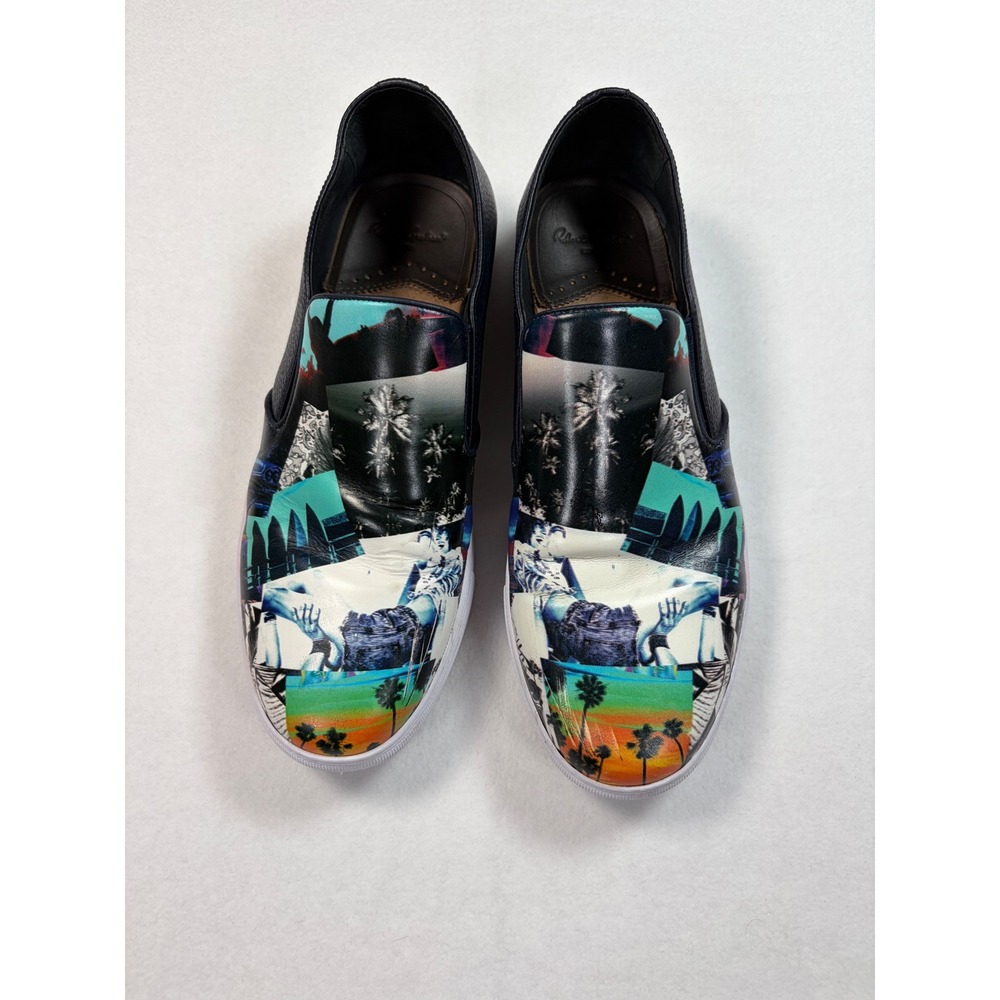 Robert Graham RG5484S Men Navy Pebbled Leather Tropical Collage Slip On Shoes 11